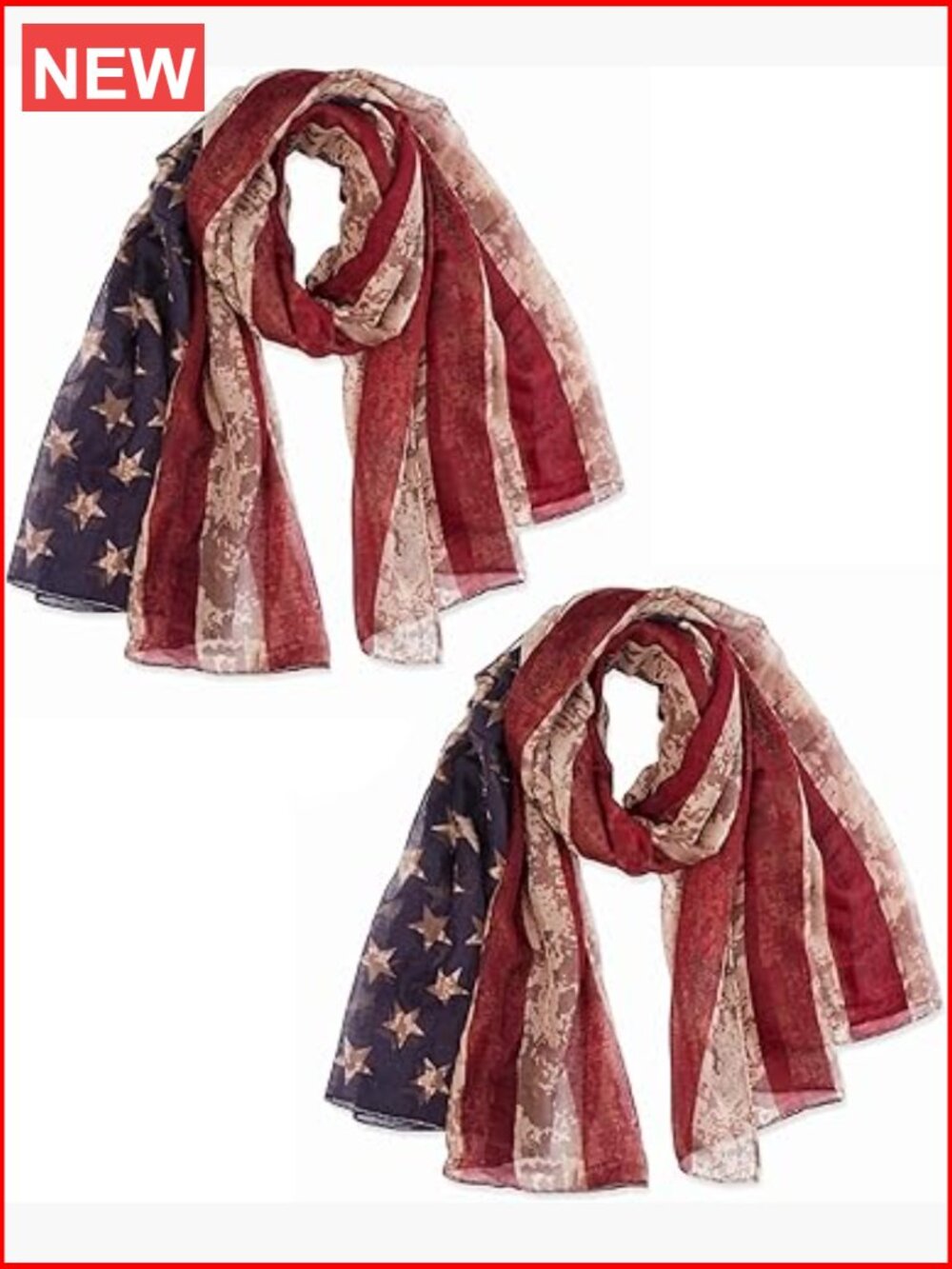 Chiffon Patriotic Scarf 4th of July Flag Shawl for Women Independence Day